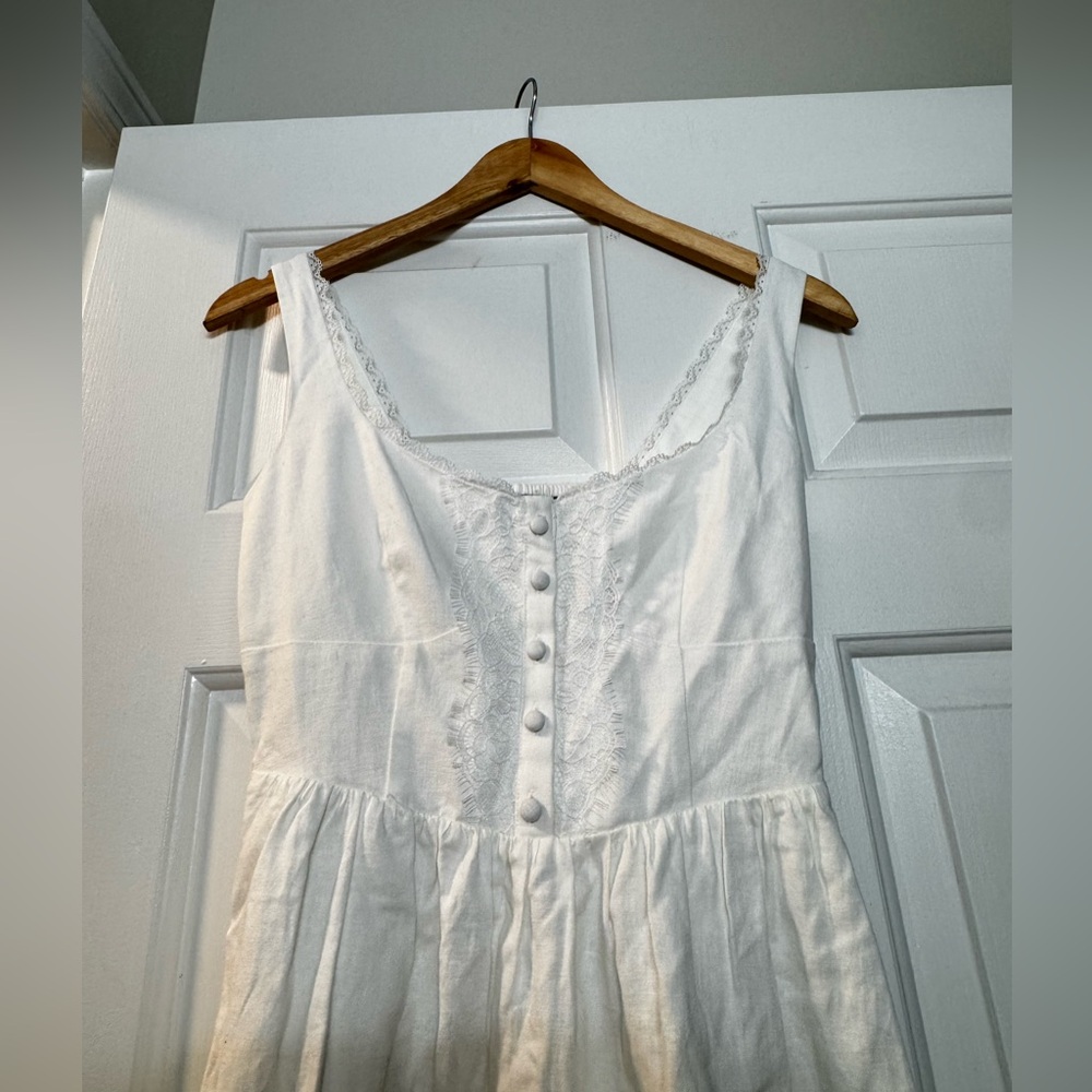 NWT! Gap White Linen-Blend Lace-Inset Maxi Dress - Picture 8 of 11